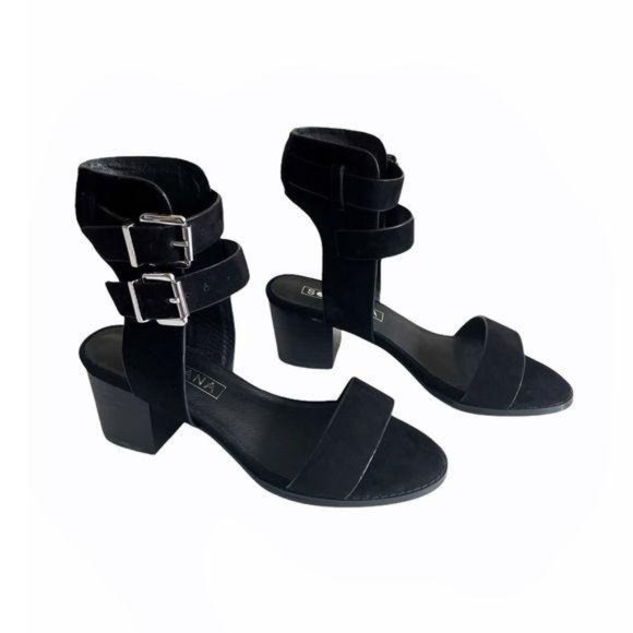 Sol Sana Shoes - Sol Sana Porter Black Suede Heeled Sandal Sz 37